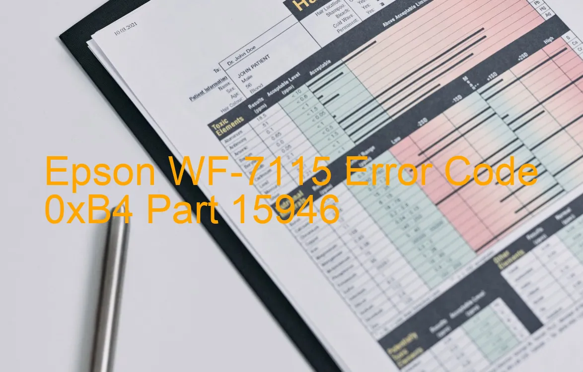 Epson WF-7115 Codice di errore 0xB4