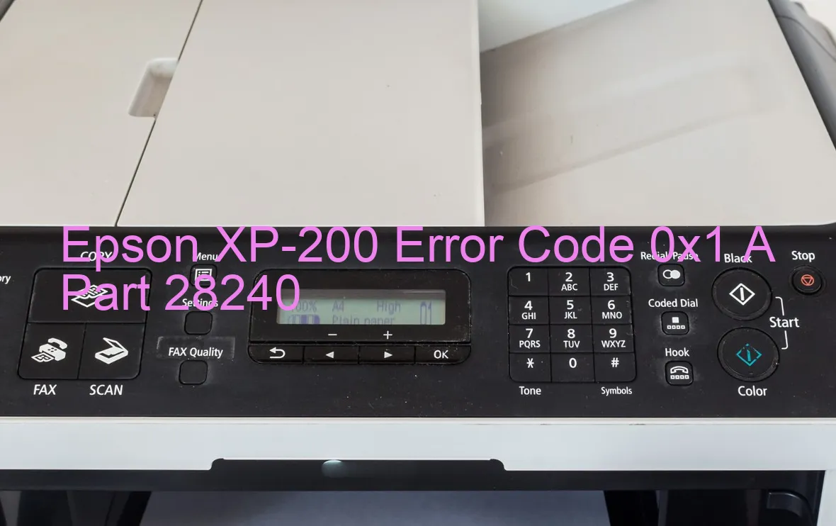 Epson XP-200 Codice di errore 0x1 A