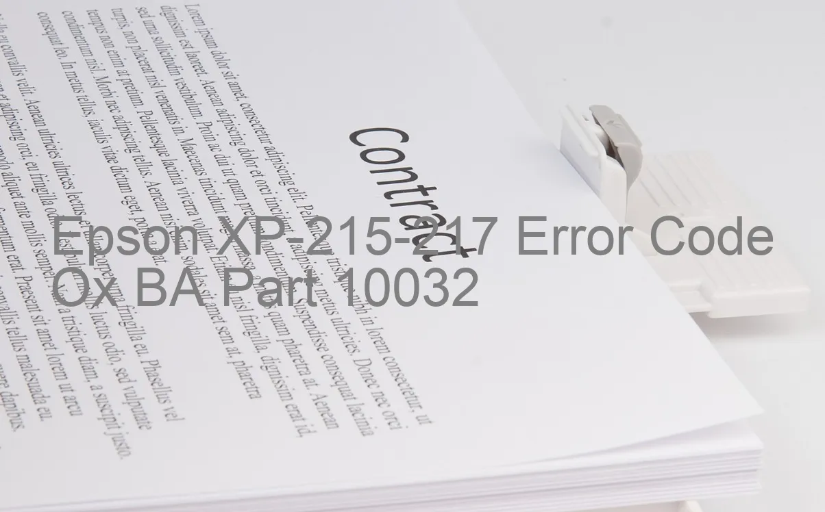 Epson XP-215-217 Codice di errore Ox BA